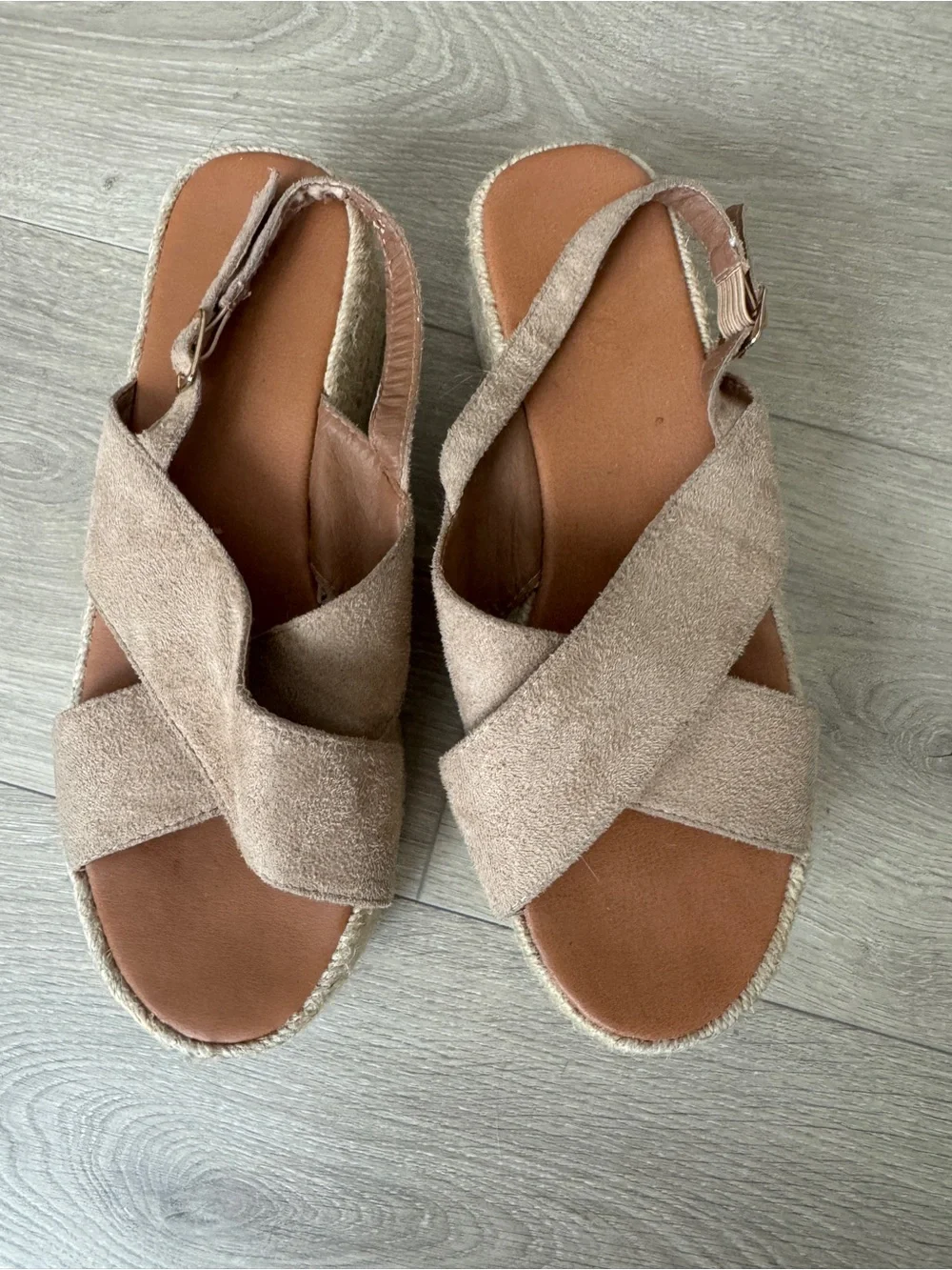 Born Crisscross Espadrille Slingback Sandals - Taupe size 8